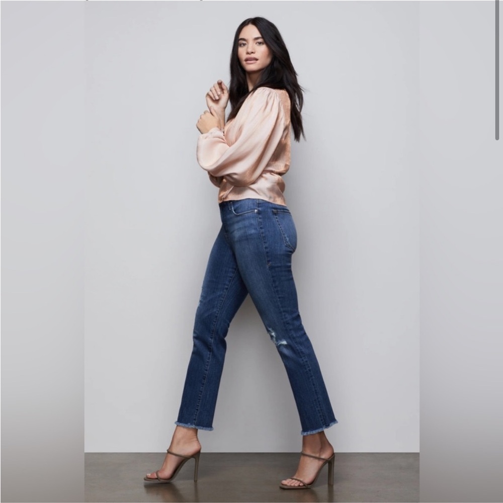 Good American Dark Blue Ankle Crop Straight Jeans